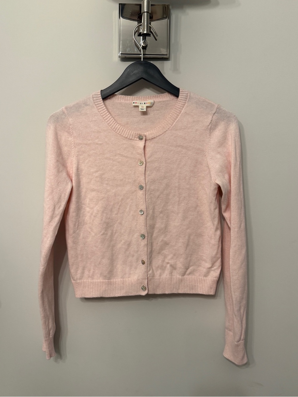 Roller Rabbit Light Pink Crewneck Button-Front Cardigan